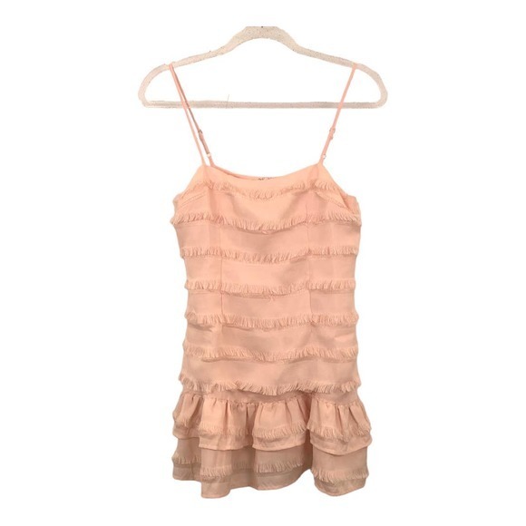 Princess Poly Blush Molina Tiered Sleeveless Mini Frill Dress Sz 4 - Picture 3 of 6